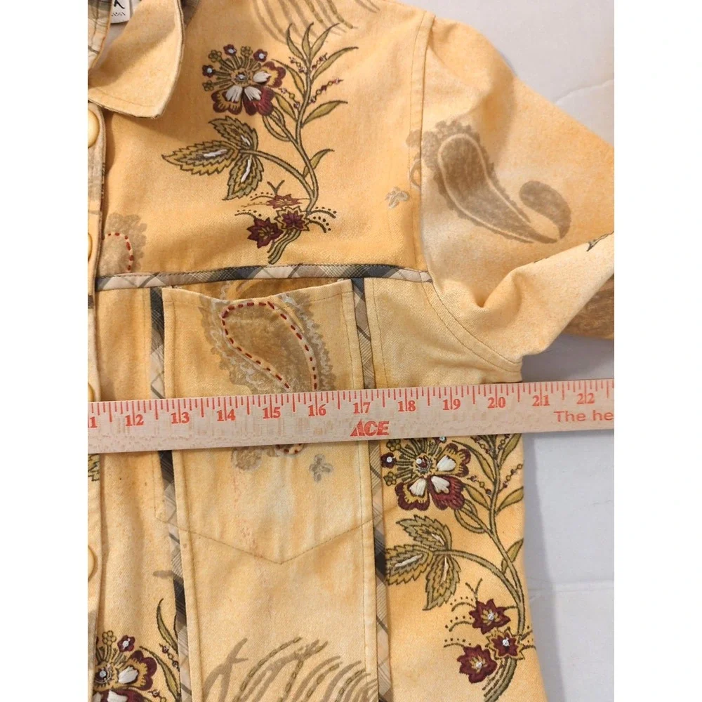 Vtg Flashback Jacket M Paisley Floral Plaid Embroidered Southwest Boho Festival